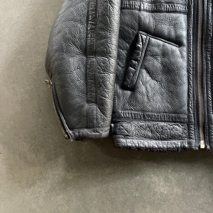 1980s issey miyake leather mouton jacket M