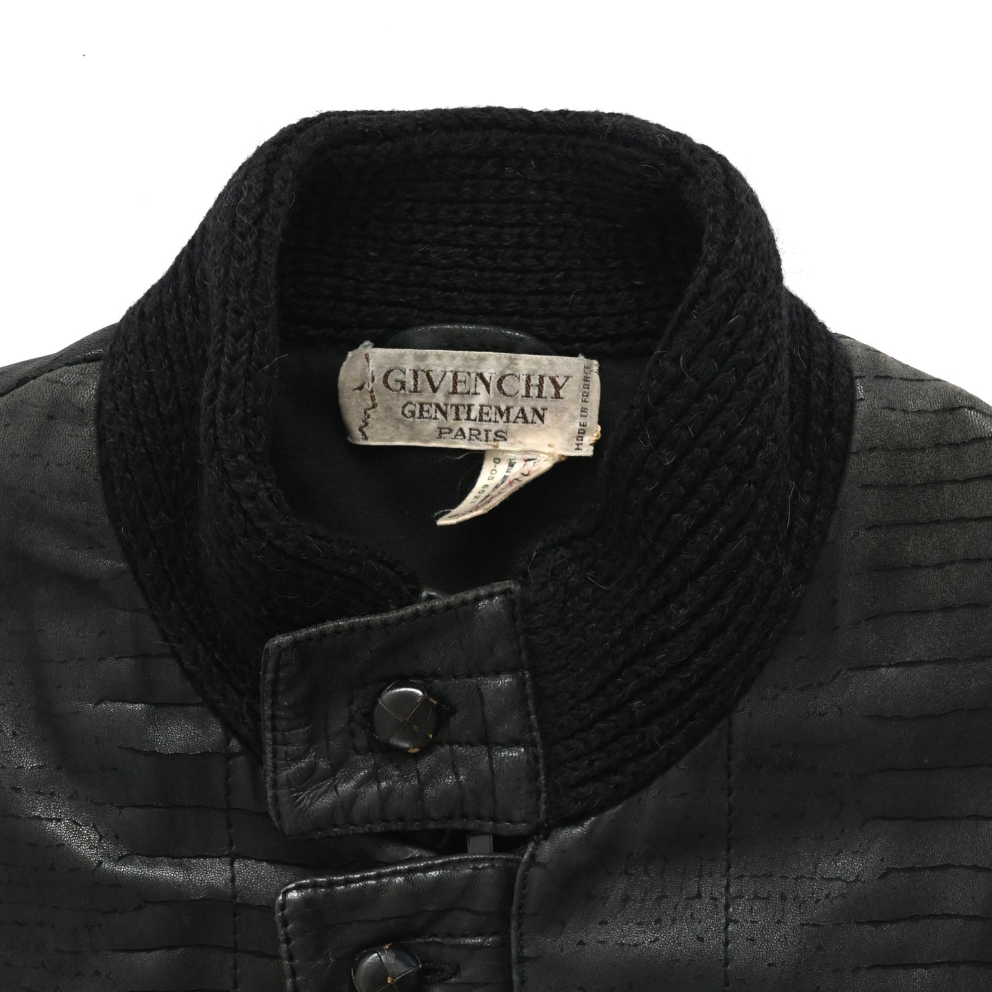 1980s givenchy leather docking wool jacket M