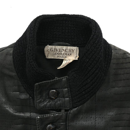 1980s givenchy leather docking wool jacket M