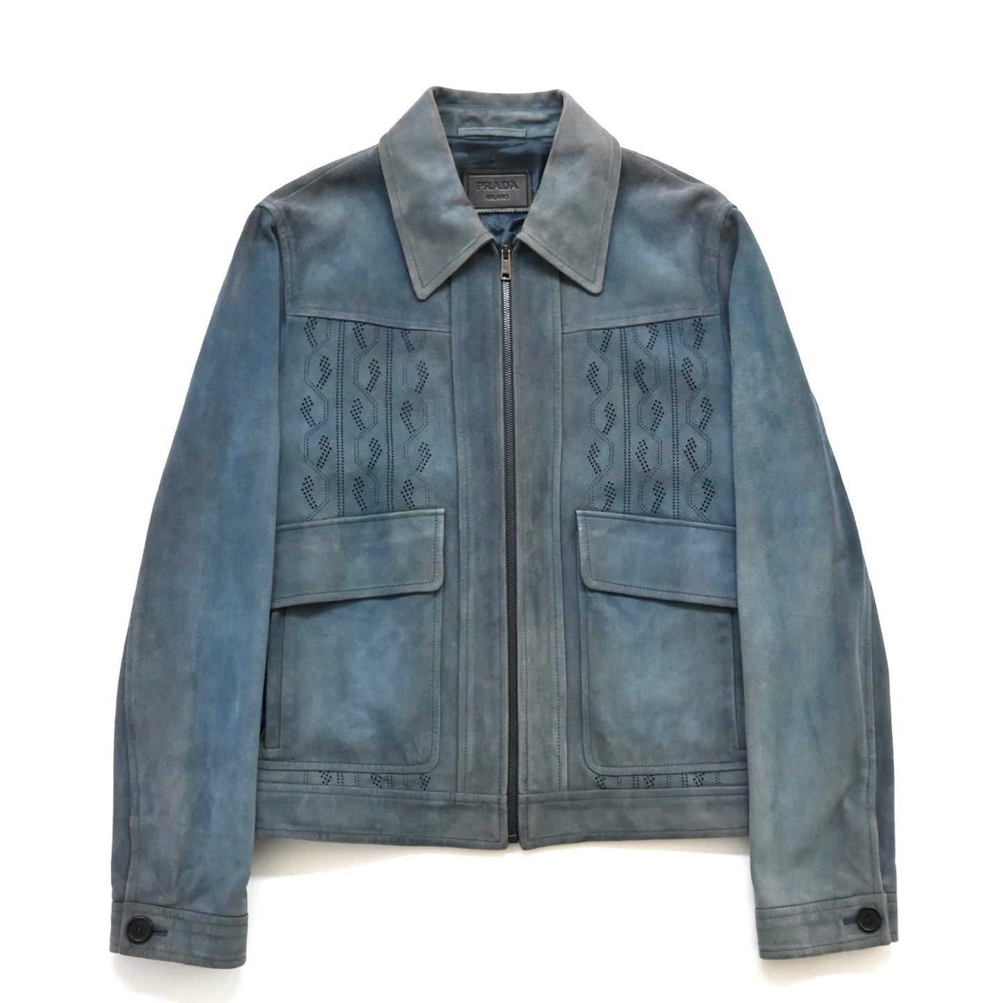 2017aw prada perforated geometric pattern suede jacket 50