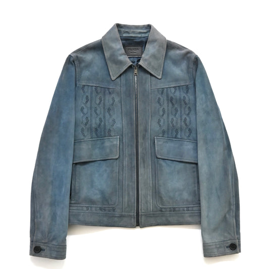 2017aw prada perforated geometric pattern suede jacket 50