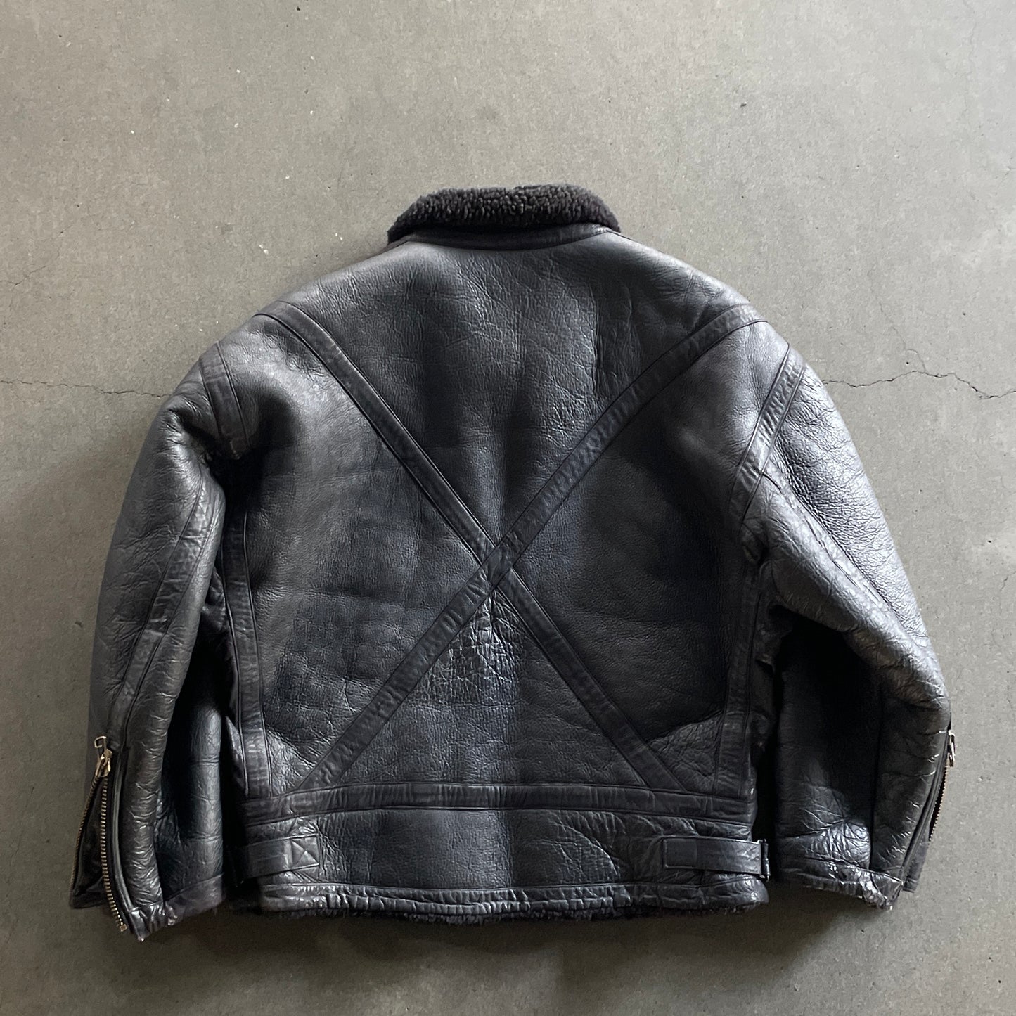 1980s issey miyake leather mouton jacket M