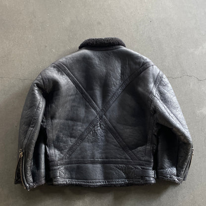 1980s issey miyake leather mouton jacket M