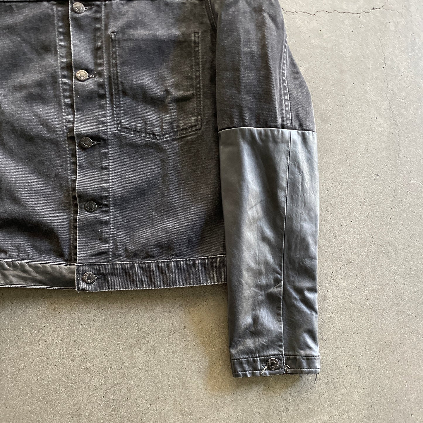 2003ss helmut lang leather sleeve denim jacket 50