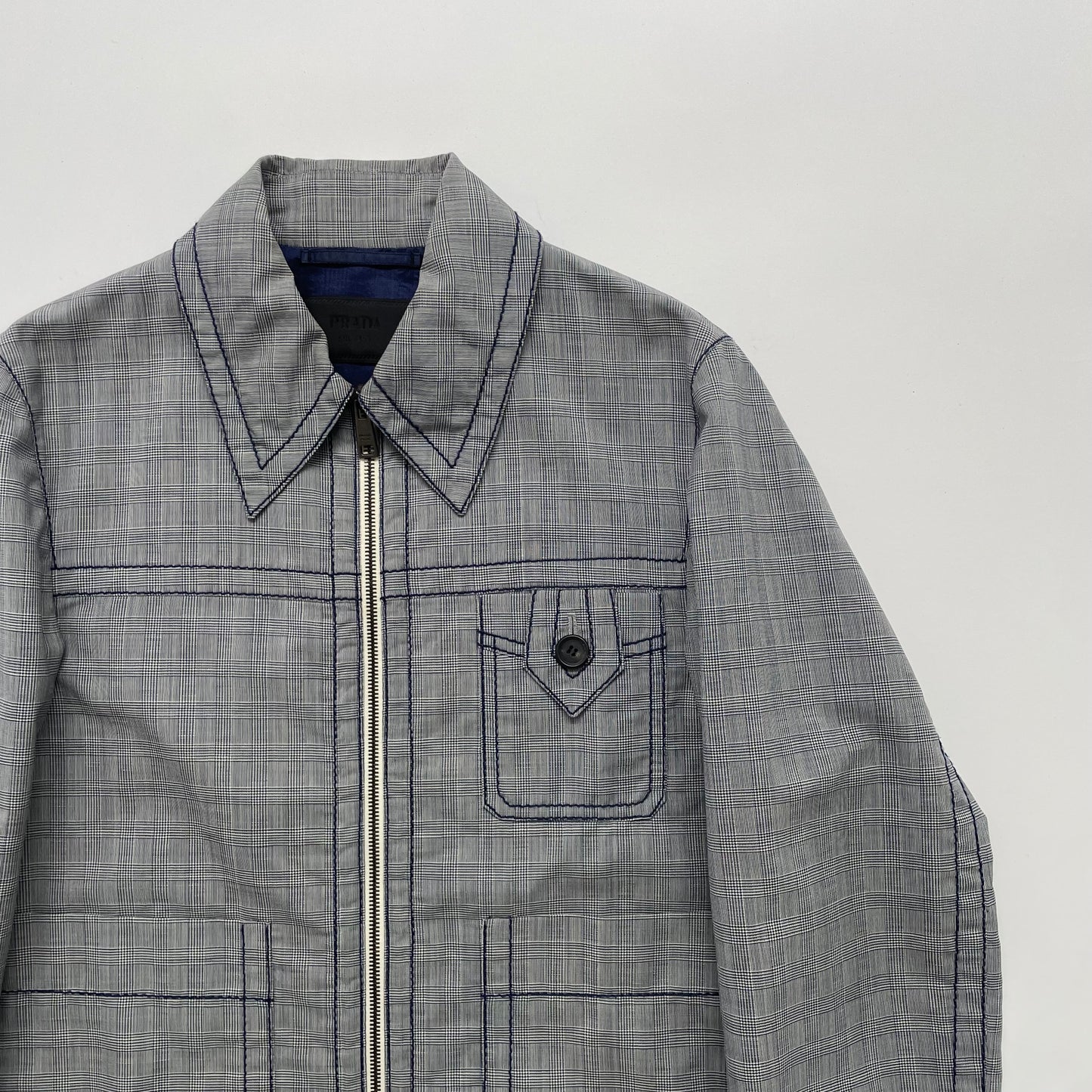 2015ss prada gray stitch blouson 46