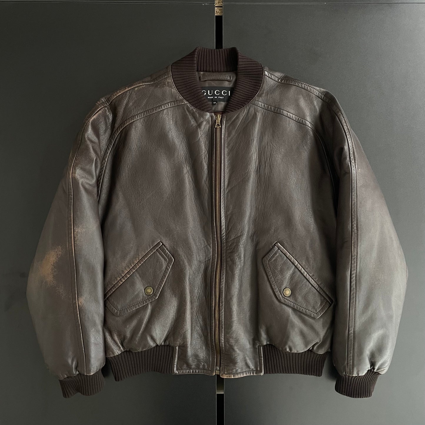 2000s gucci leather bomber jacket 52 by Tom ford