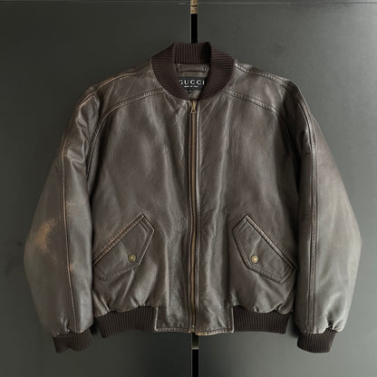 2000s gucci leather bomber jacket 52 by Tom ford