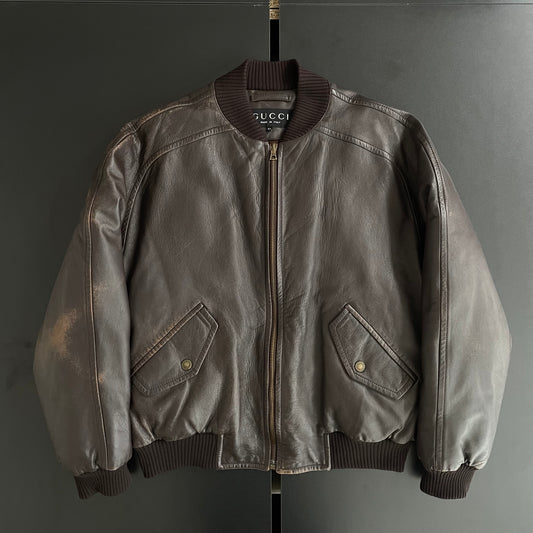 2000s gucci leather bomber jacket 52 by Tom ford