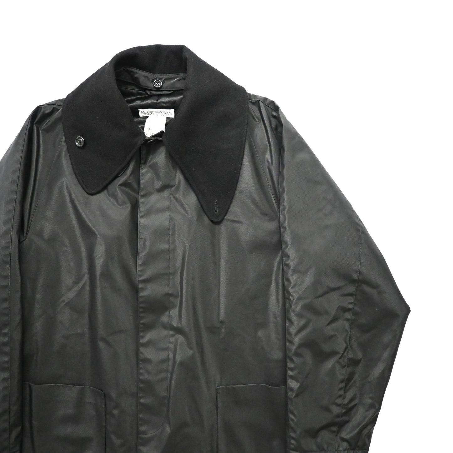 1996aw emporio armani detachable cotton collar vinylon long coat 52