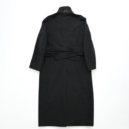 2000s jil sander calf hair docking wool long coat 46