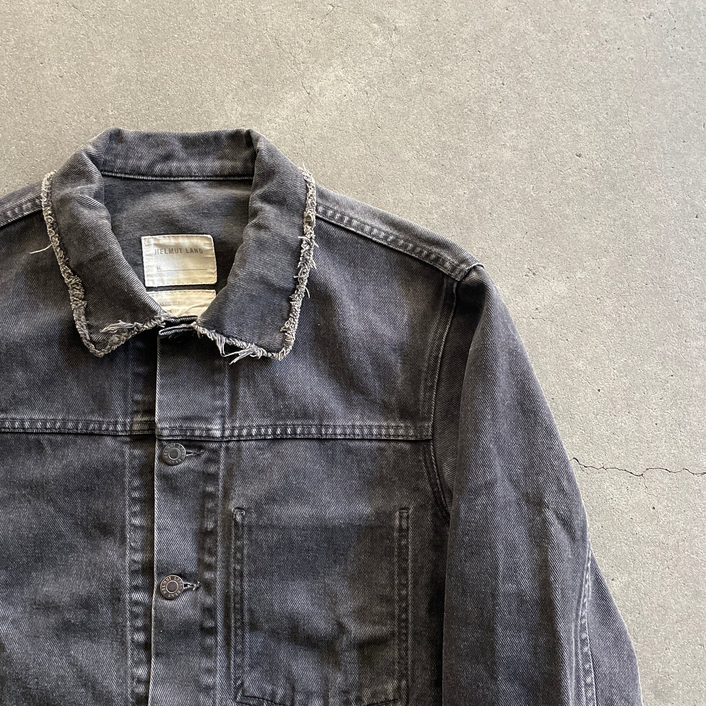 2003ss helmut lang leather sleeve denim jacket 50