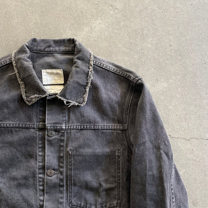 2003ss helmut lang leather sleeve denim jacket 50