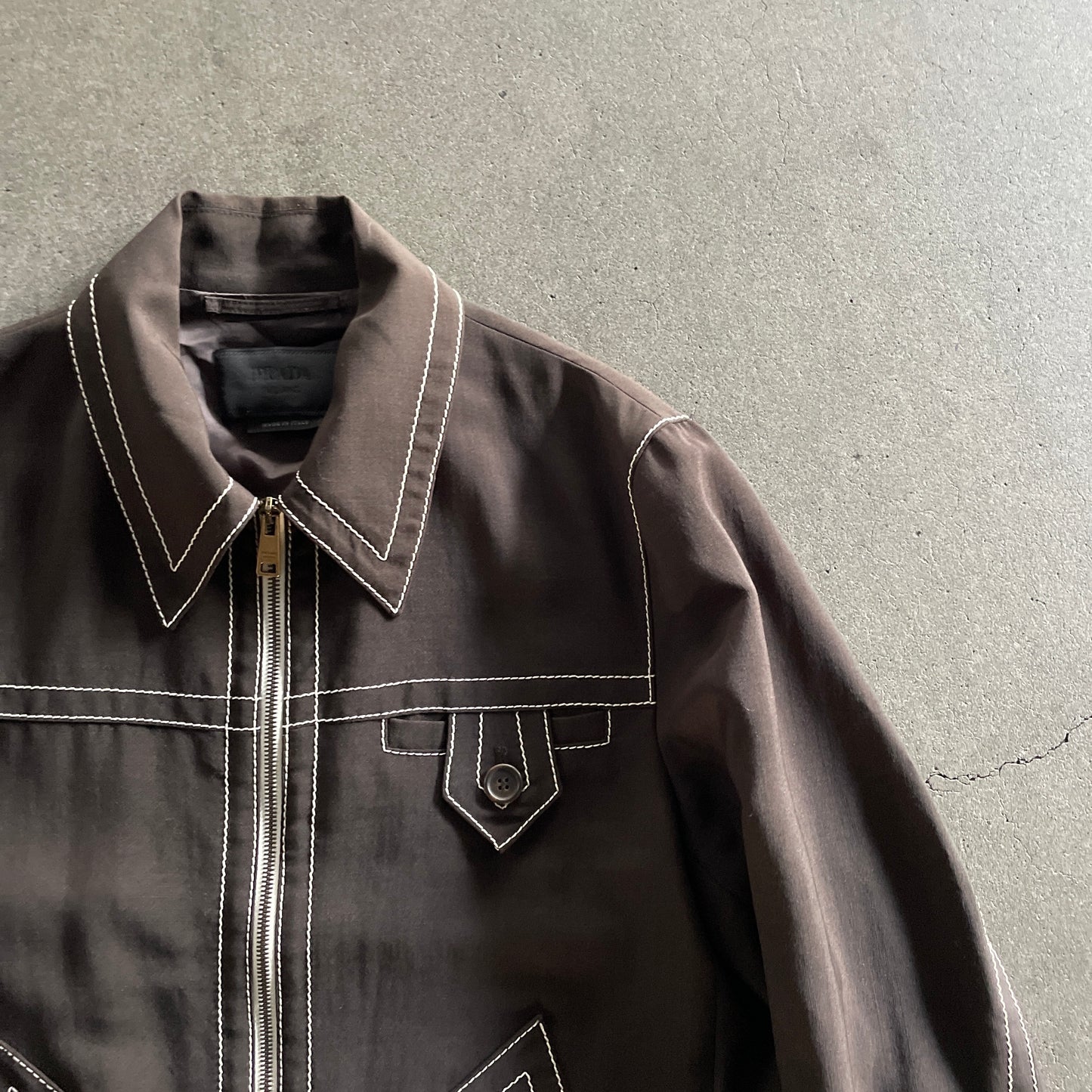 2015ss prada dark brown stitch blouson 48