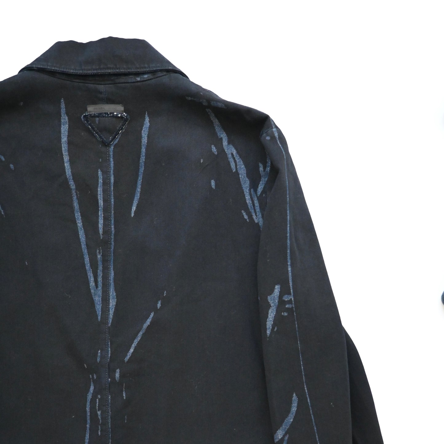 2018aw prada paint denim chester coat 48