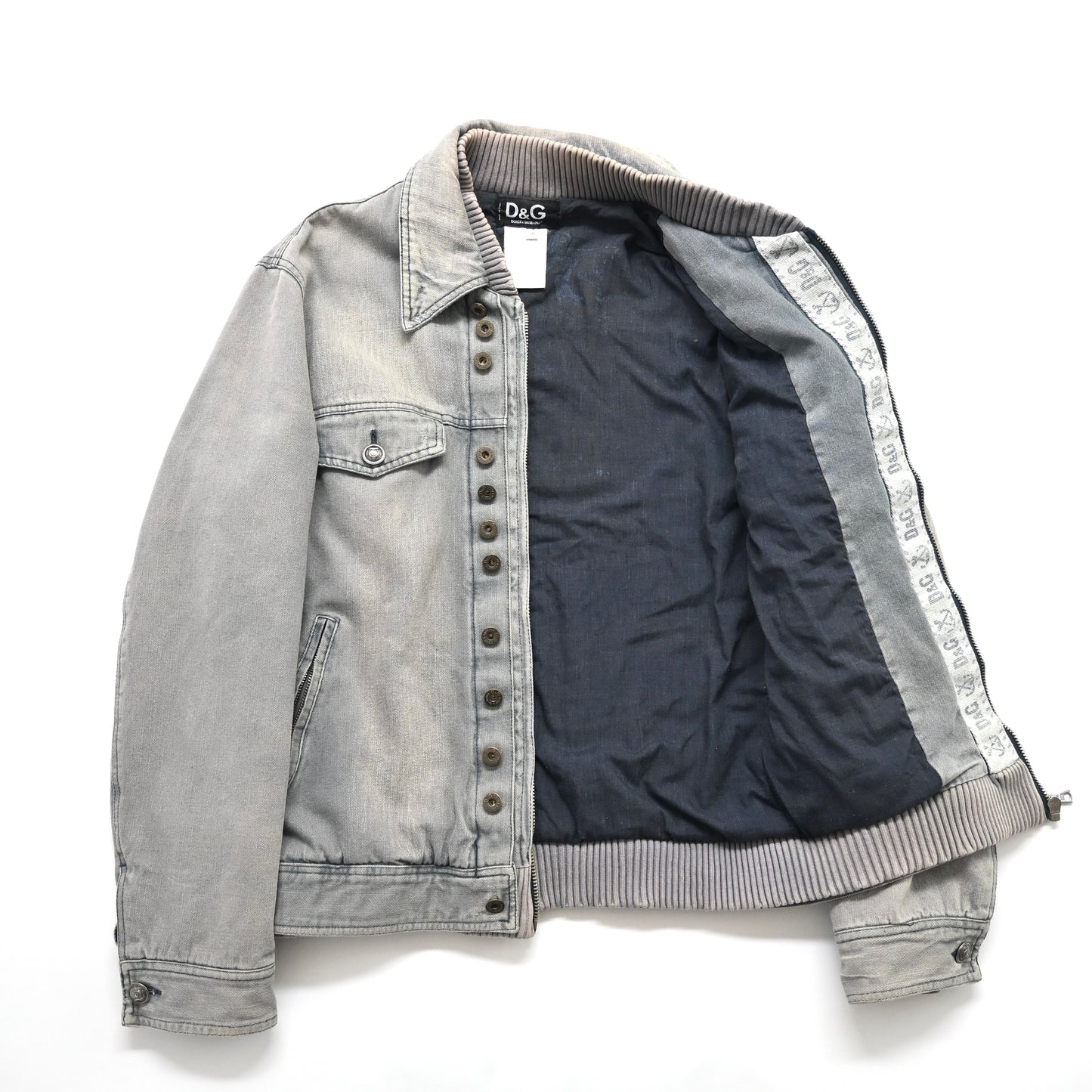 2000s dolce&gabbana denim layered jacket 50