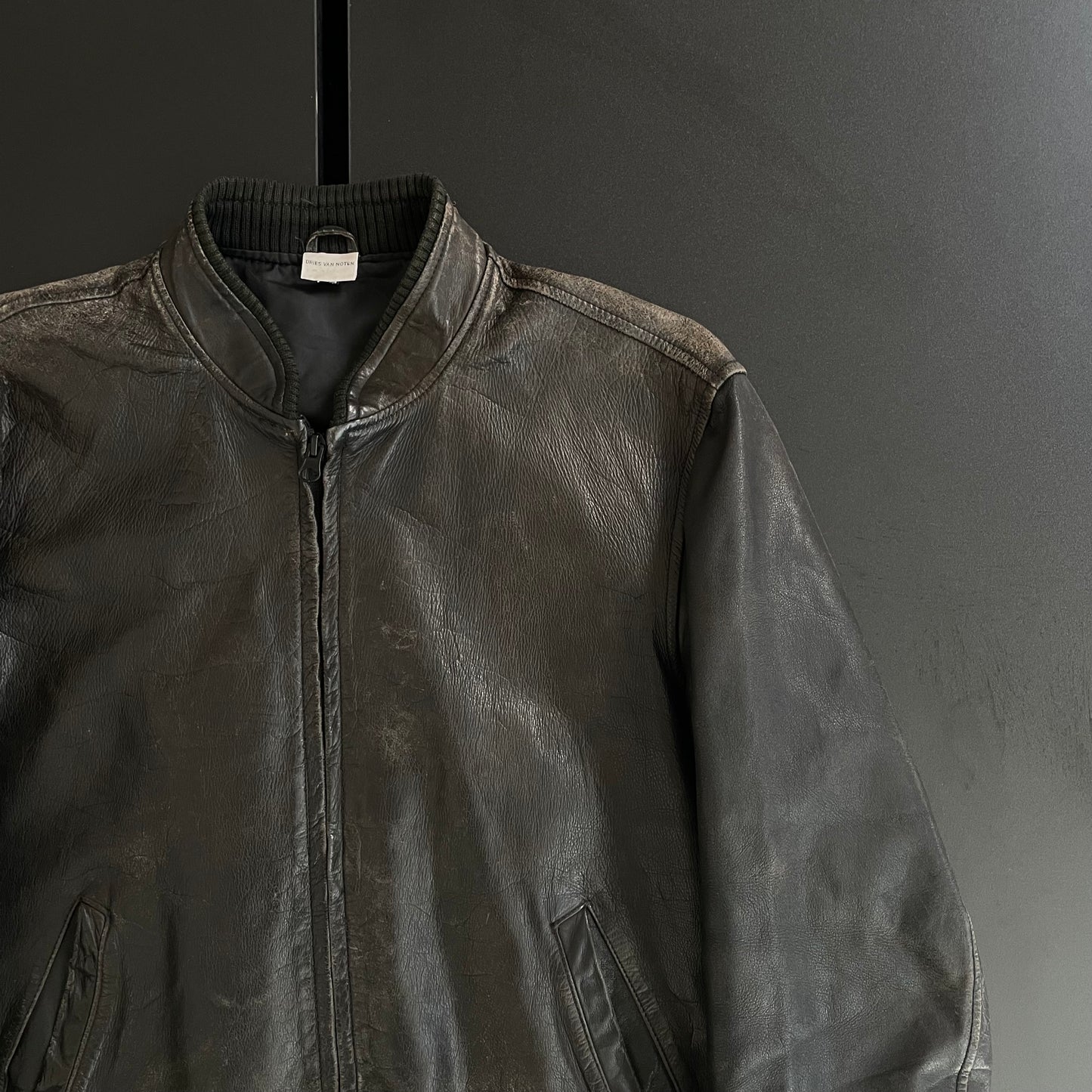 1990s dries van noten lamb leather bomber jacket M