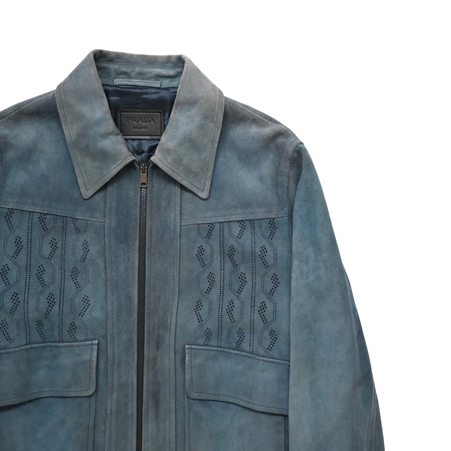 2017aw prada perforated geometric pattern suede jacket 50