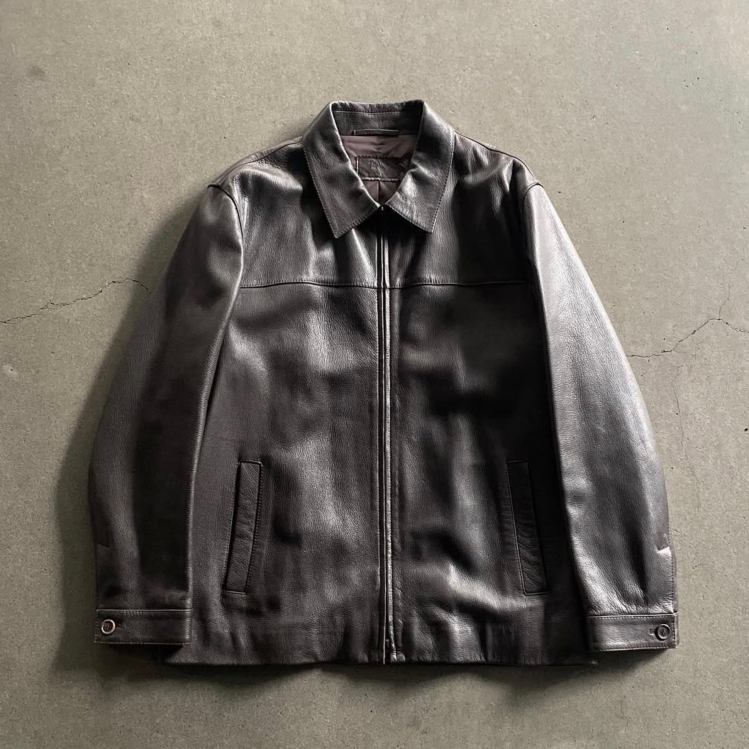 2000s prada brown leather jacket 56