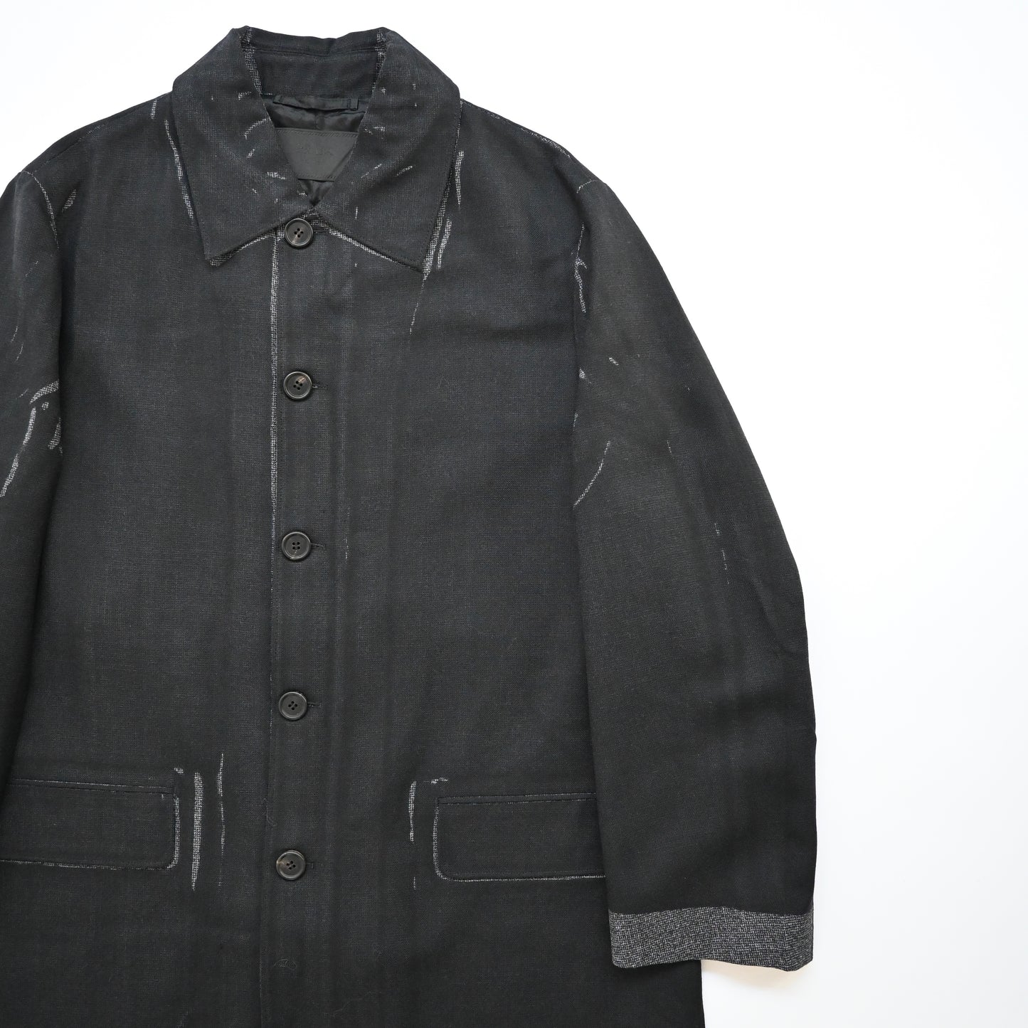 2018aw prada paint virgin wool long coat 48