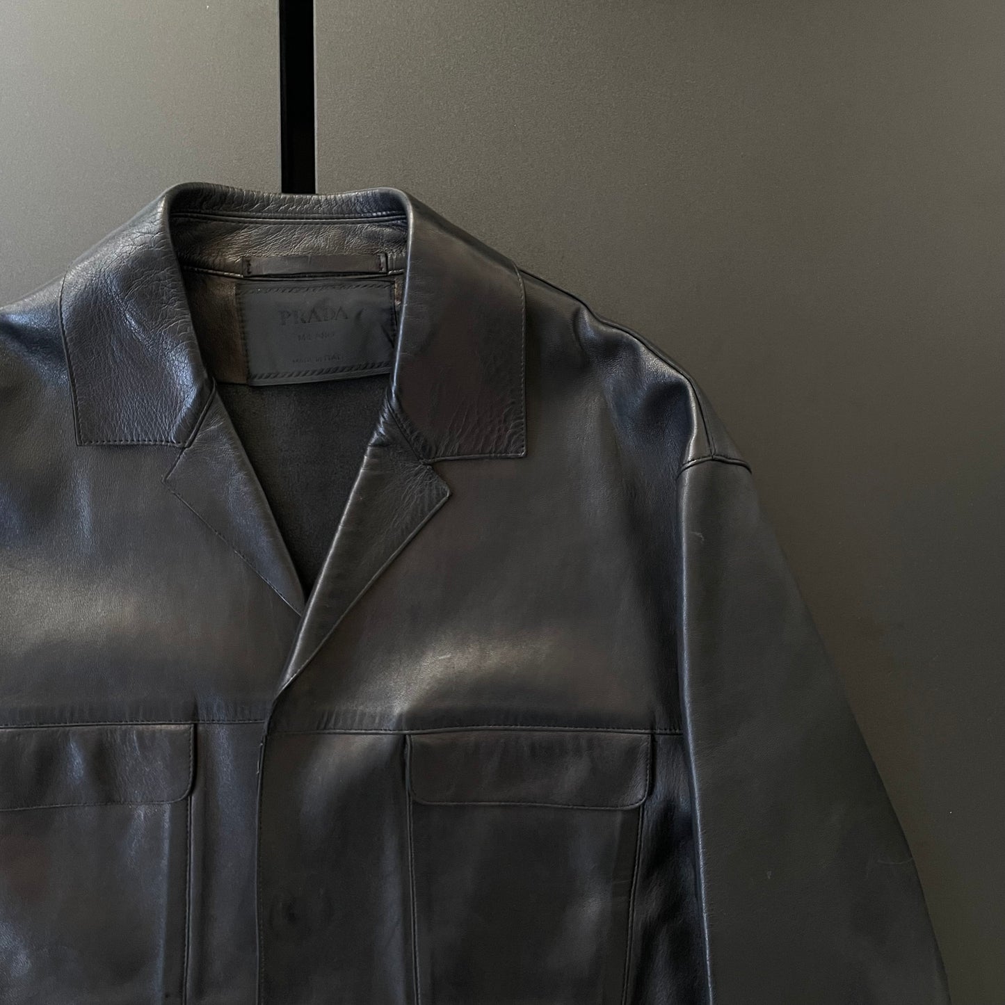 1999ss prada leather tailored blouson 48