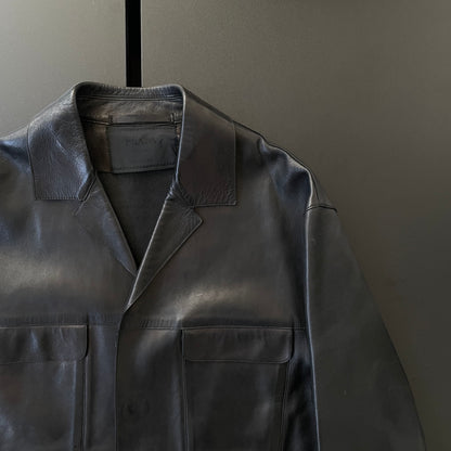 1999ss prada leather tailored blouson 48
