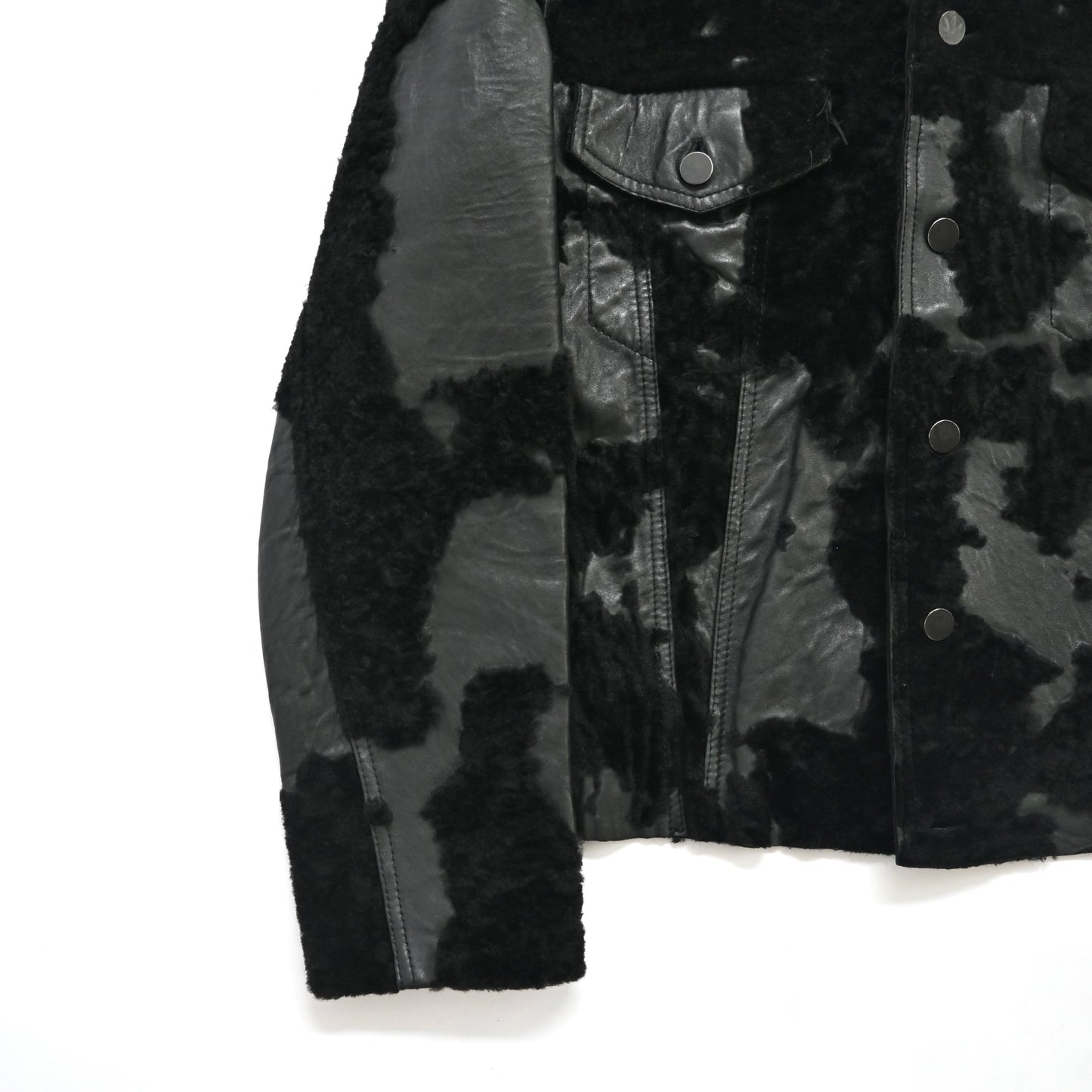 1990s lucien pellat finet fur docking leather jacket L