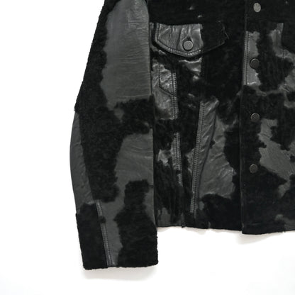 1990s lucien pellat finet fur docking leather jacket L