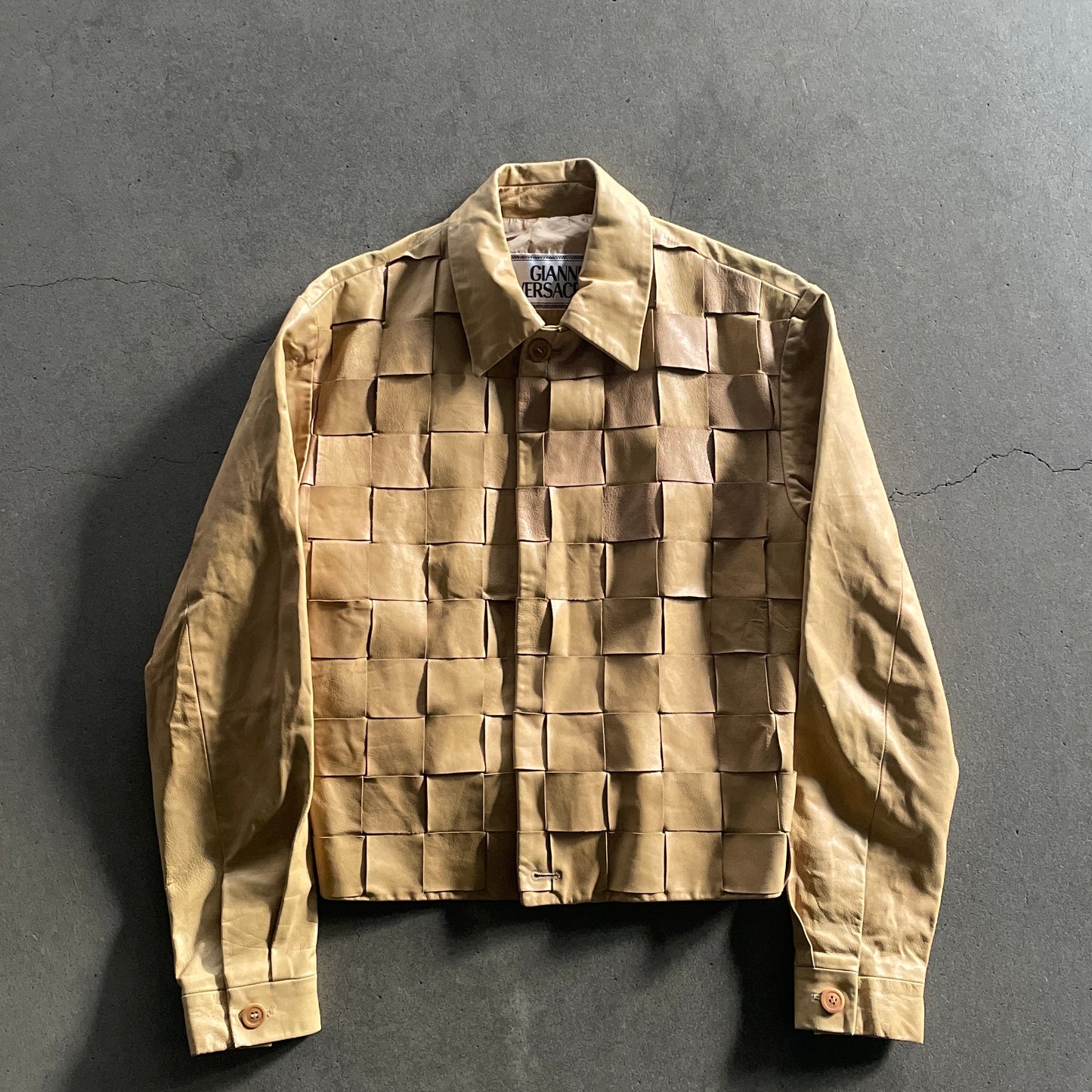 1990s versace Intrecciato leather jacket
48 by ruffo leather