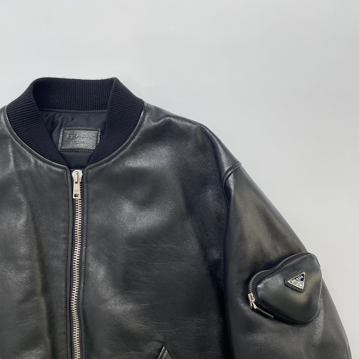 2021aw prada nappa leather bomber jacket 50 by raf simons