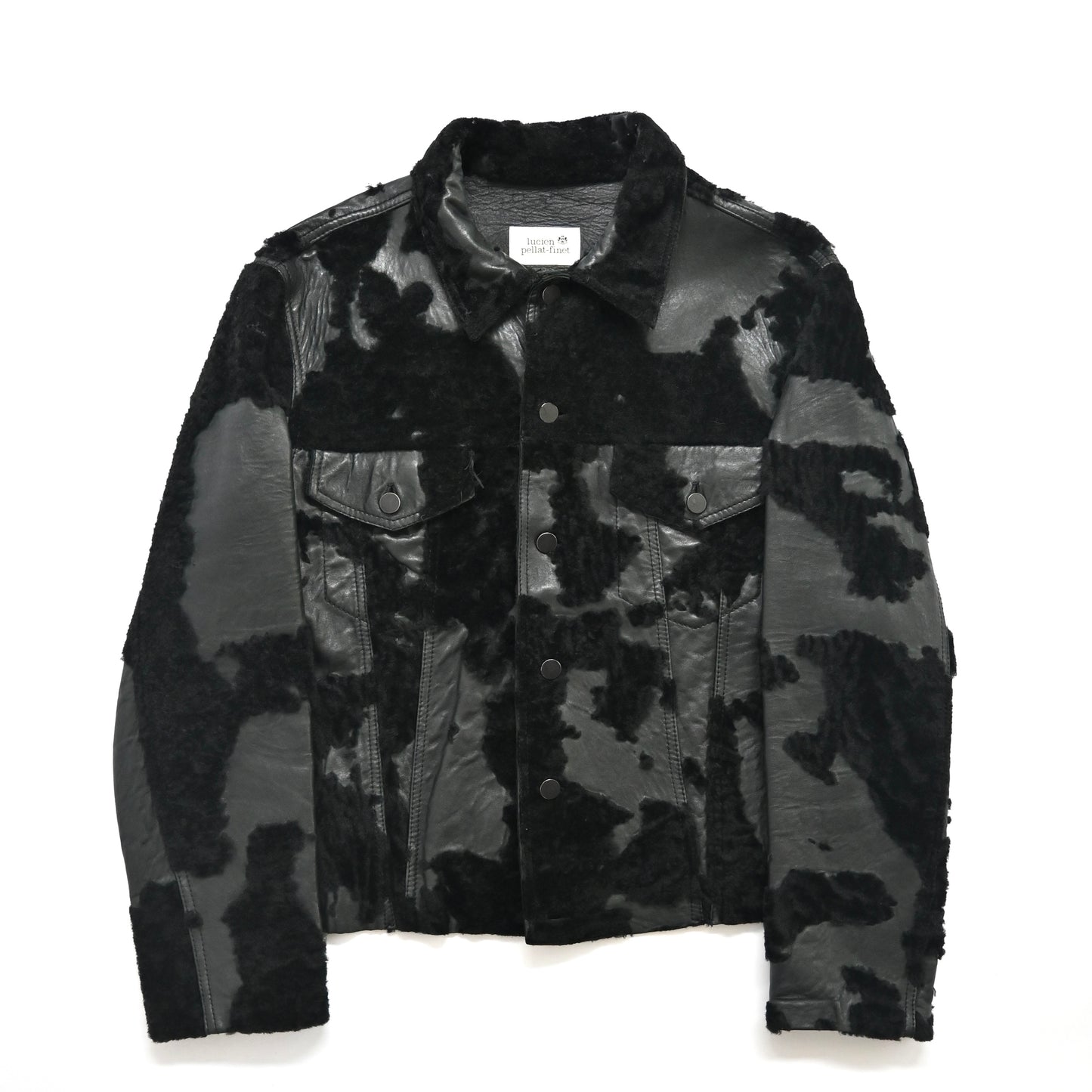 1990s lucien pellat finet fur docking leather jacket L