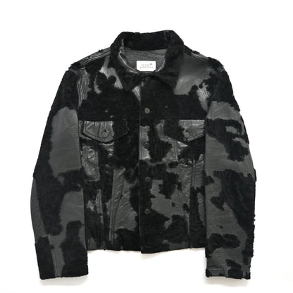 1990s lucien pellat finet fur docking leather jacket L