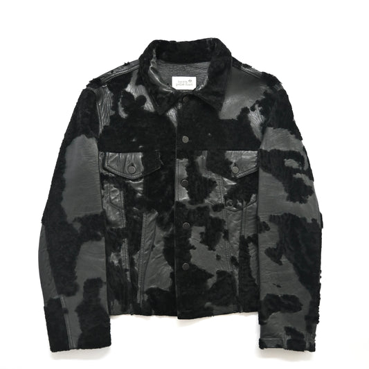 1990s lucien pellat finet fur docking leather jacket L