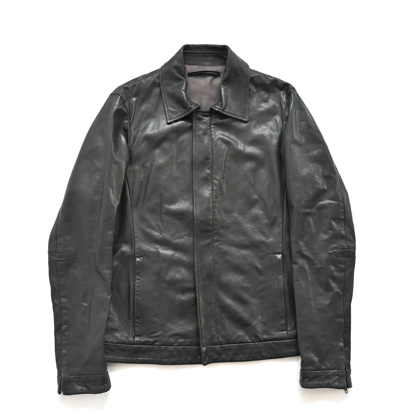 1990s salvatore ferragamo gemuine leather jacket 48