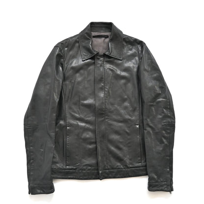 1990s salvatore ferragamo gemuine leather jacket 48