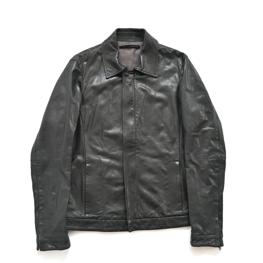 1990s salvatore ferragamo gemuine leather jacket 48