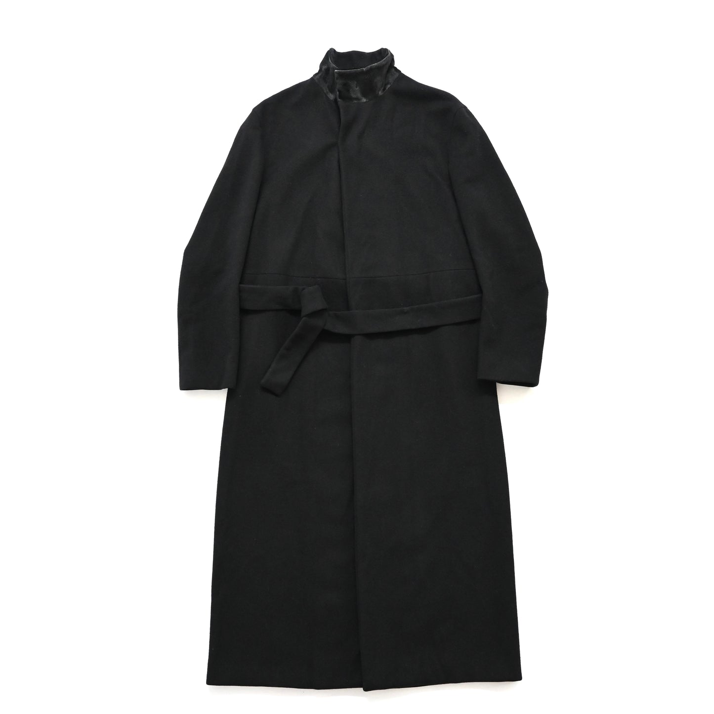 2000s jil sander calf hair docking wool long coat 46