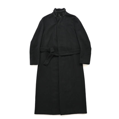 2000s jil sander calf hair docking wool long coat 46