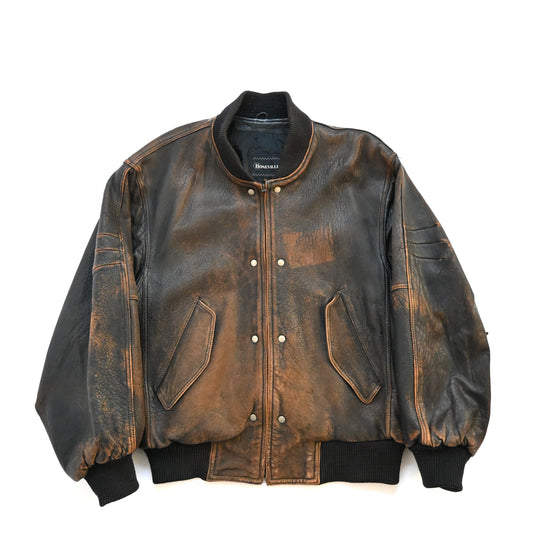 1980s boneville crushed lamb leather bomber jacket 48