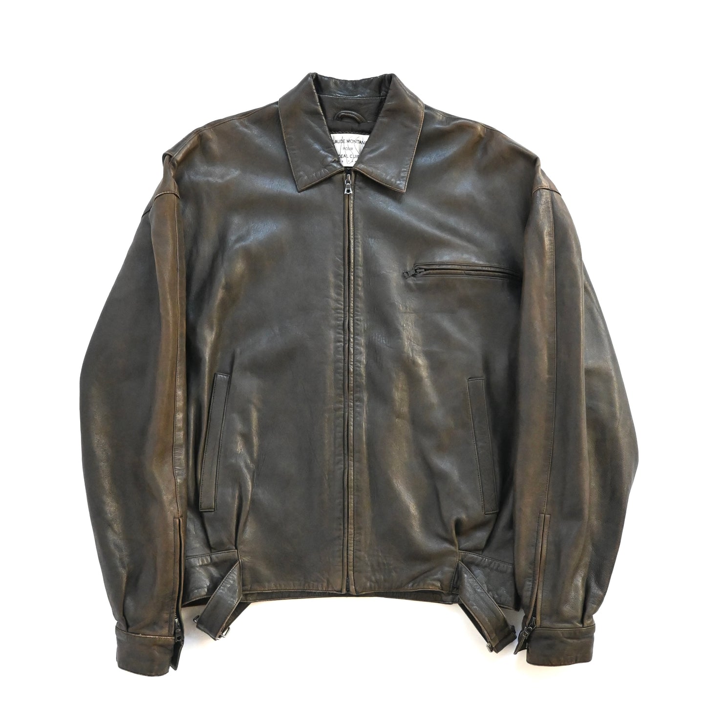 1990s claude montana lamb leather jacket 48
