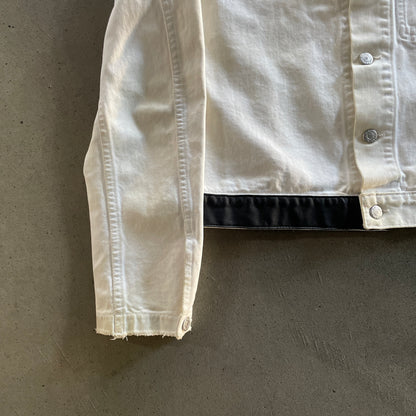 2003ss helmut lang leather sleeve denim jacket 50