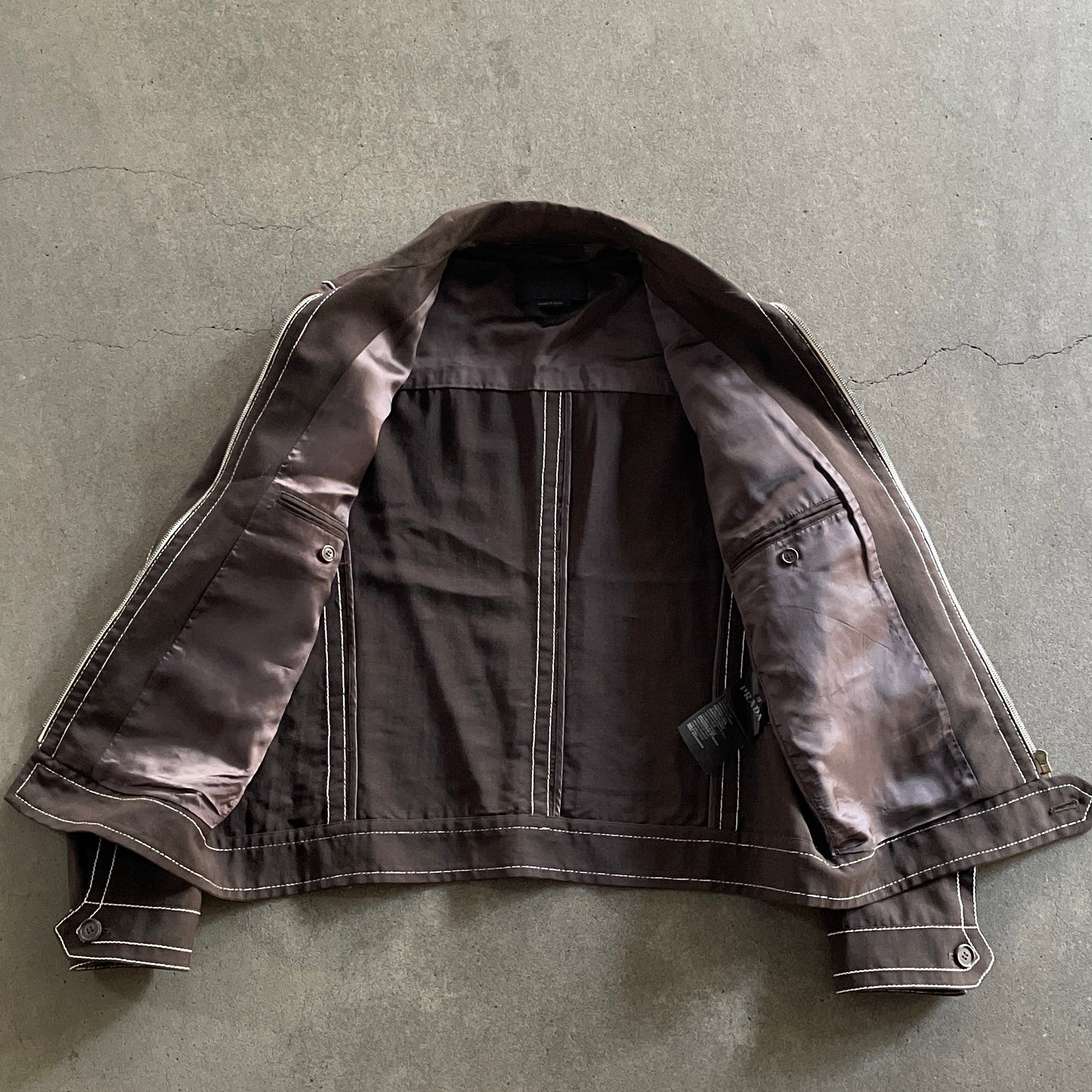 2015ss prada dark brown stitch blouson 48