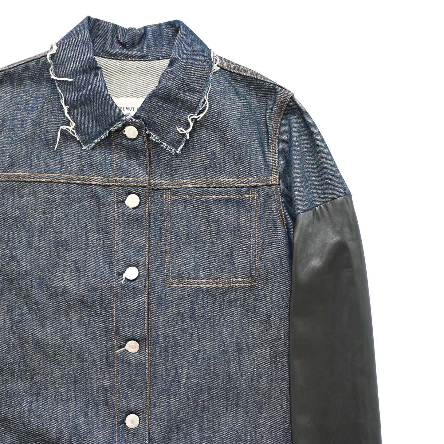 2003ss helmut lang leather sleeve denim jacket 44