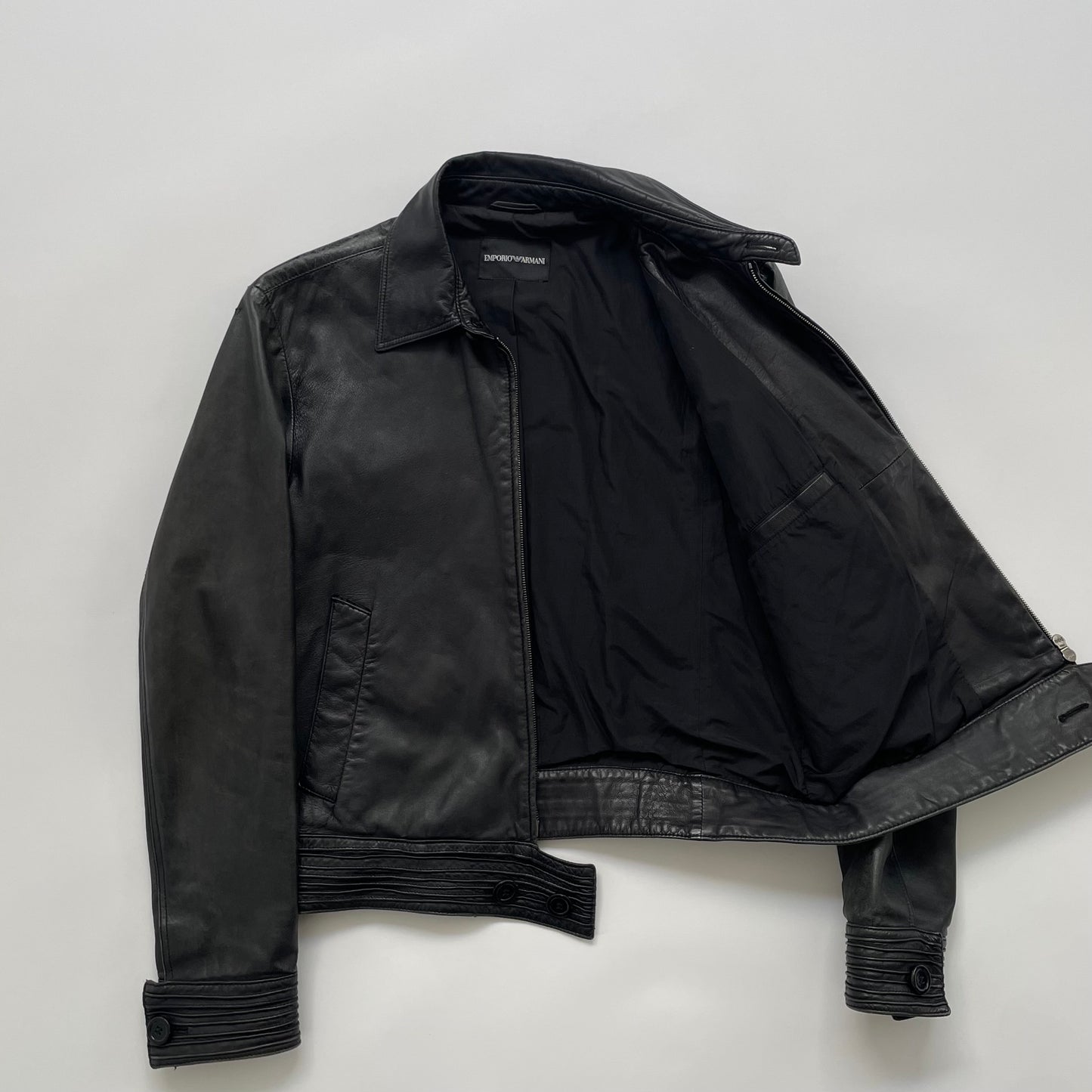 2007aw emporio armani piping leather jacket 52