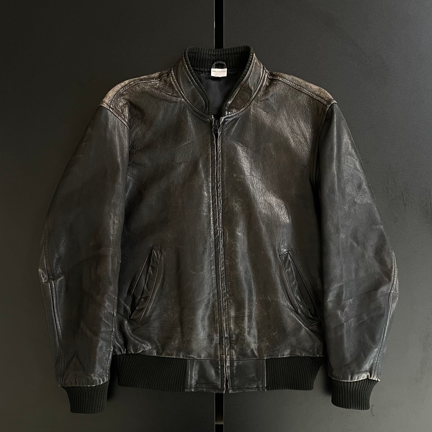 1990s dries van noten lamb leather bomber jacket M