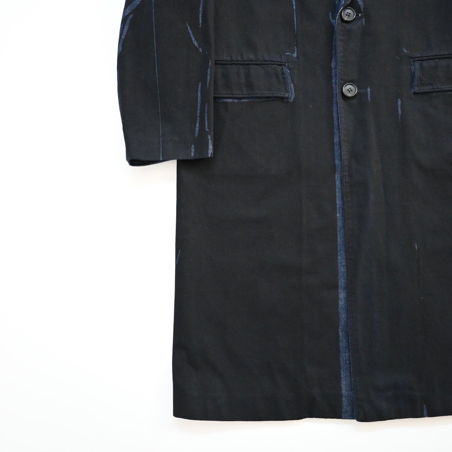 2018aw prada paint denim chester coat 48