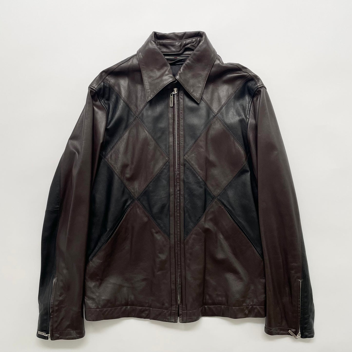 2000s jean paul gaultier argyle lamd leather jacket 48