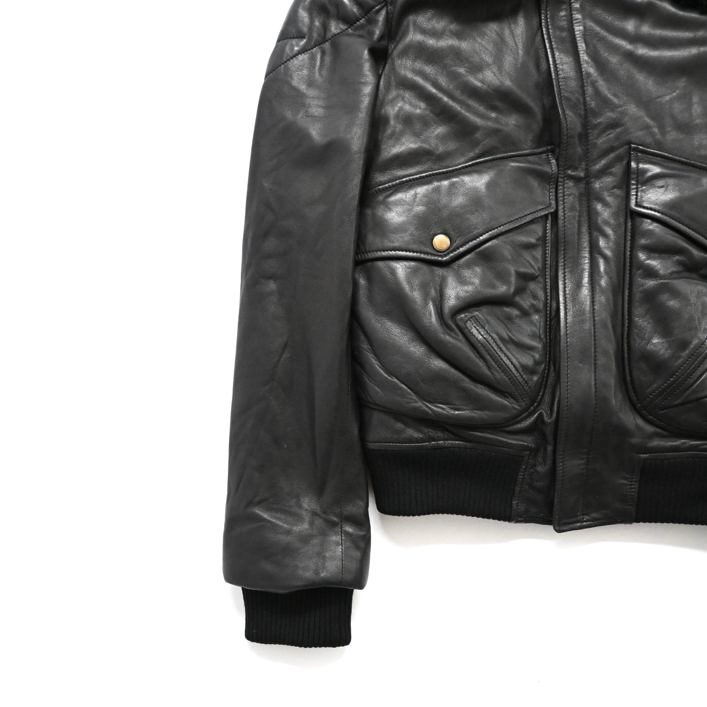 2002aw Yves saint laurent rive gauch boa docking leather jacket 48 by Tom ford