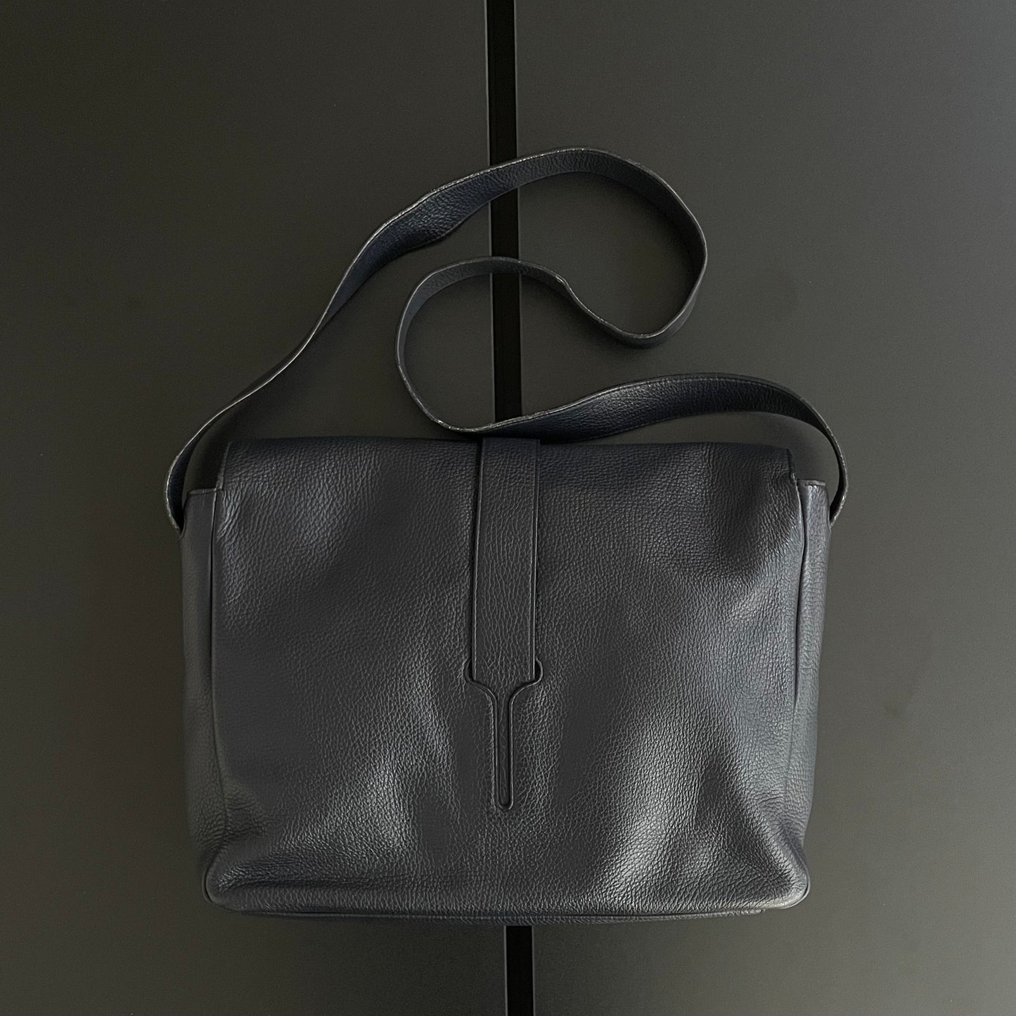 2000s jil sander leather messenger shoulder bag