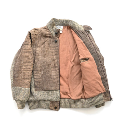 1980s givenchy leather docking wool jacket M