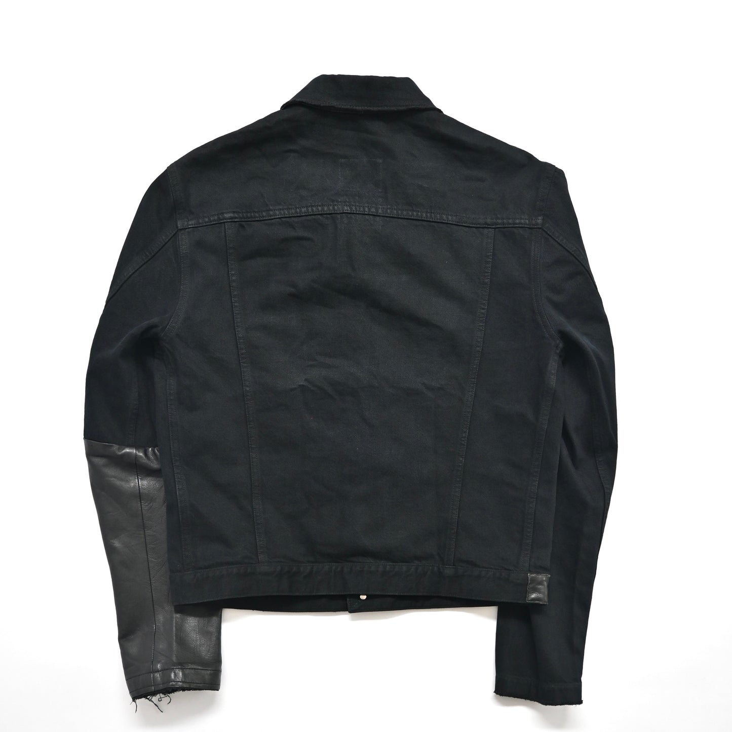 2003ss helmut lang leather sleeve denim jacket 52